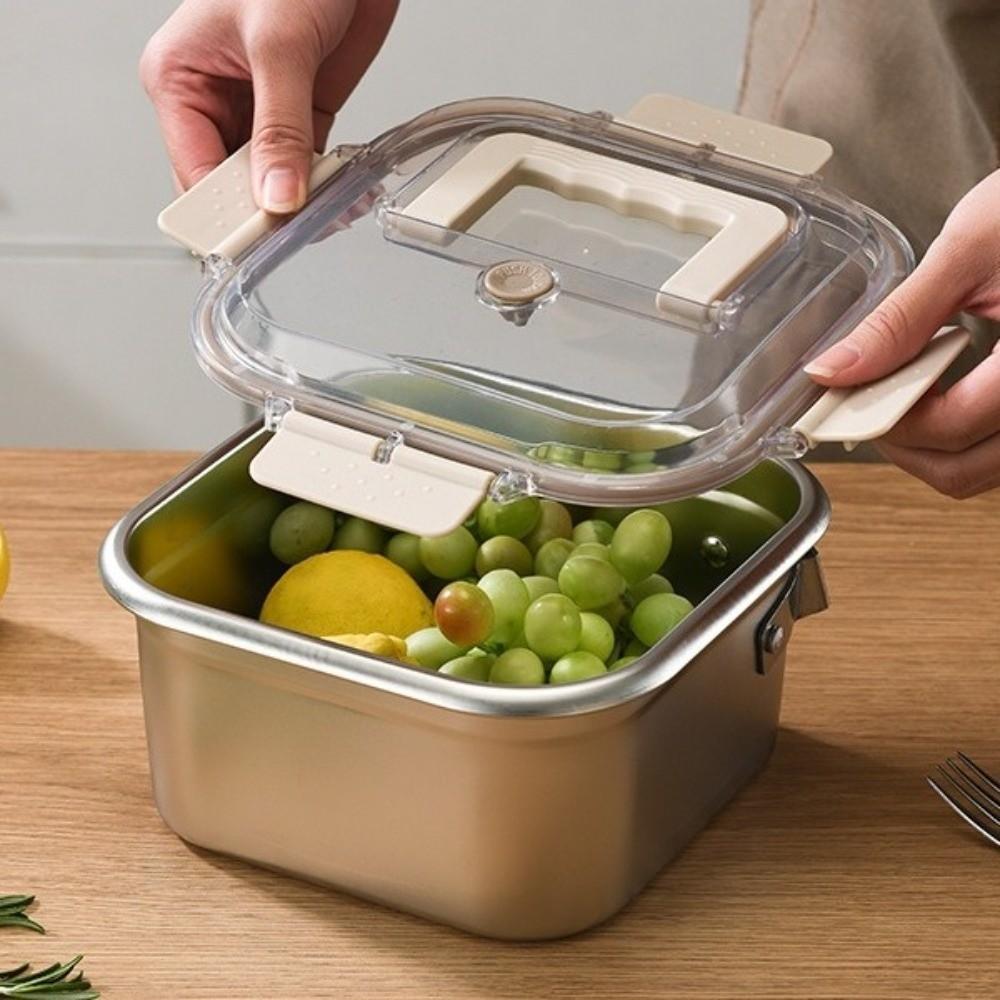 Durable Stainless Steel Frying Pan Square Shape with Basket Cooking Pot Non-Stick Camping Cookware Set Camping