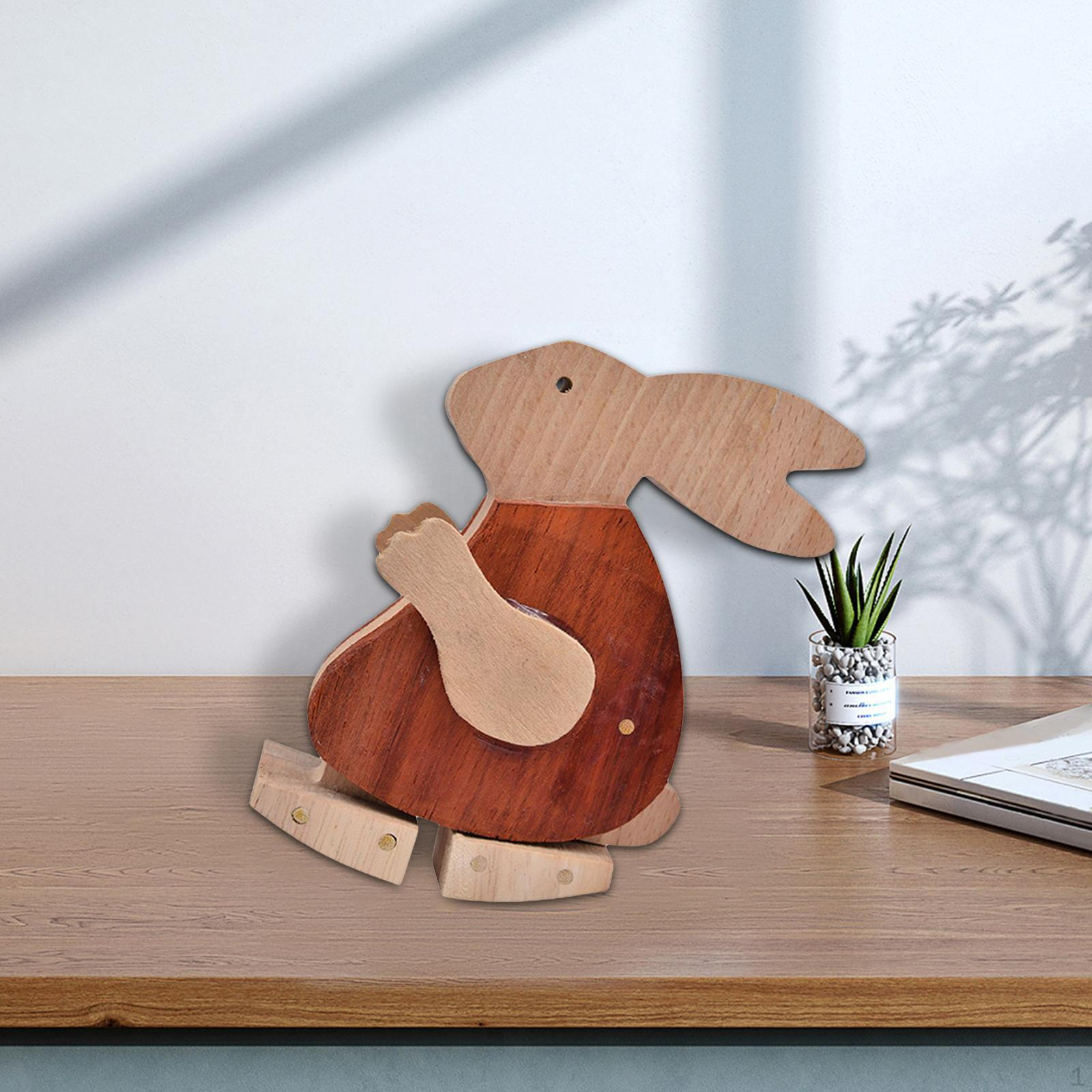 Wooden Bunny Toy Animals Figurines for kids children room Desktop TV Cabinet Decor