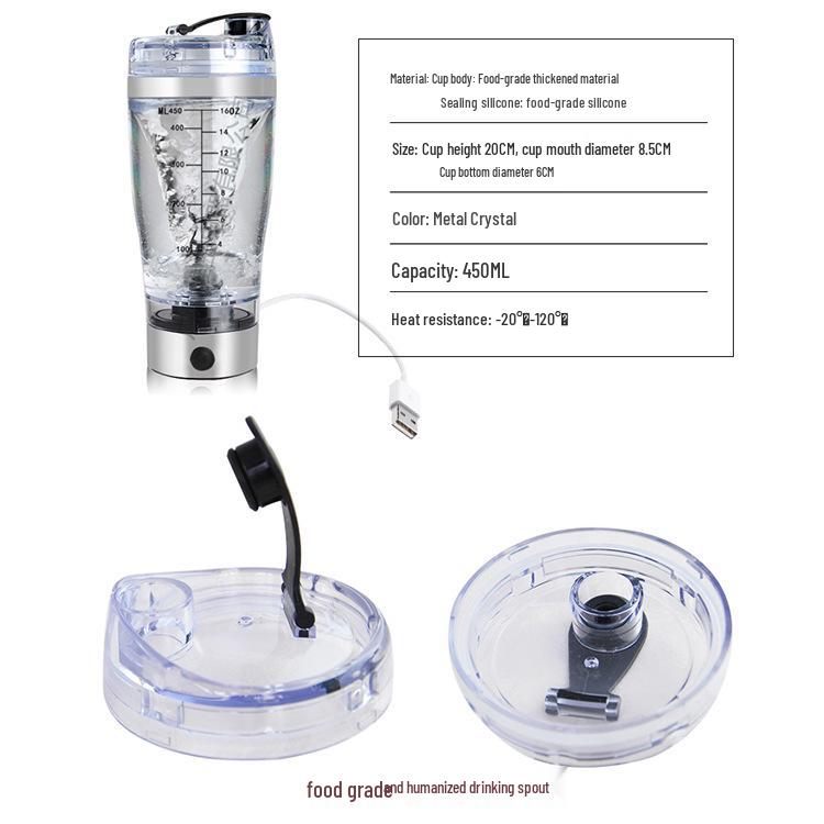 450ML Automatic Electric Shaker: Lazy Stir Cup for Protein Powder & Sports Fitness