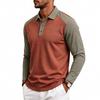 Herren American Style Lockerer Farbblock Casual Umlegekragen Langarm Golf Poloshirt