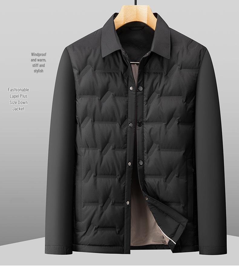Leichte Herren-Daunenjacke mit Revers - Herbst/Winter Mode 2025, Warm, Große Größen, Business Casual, Lockere Passform Oberbekleidung