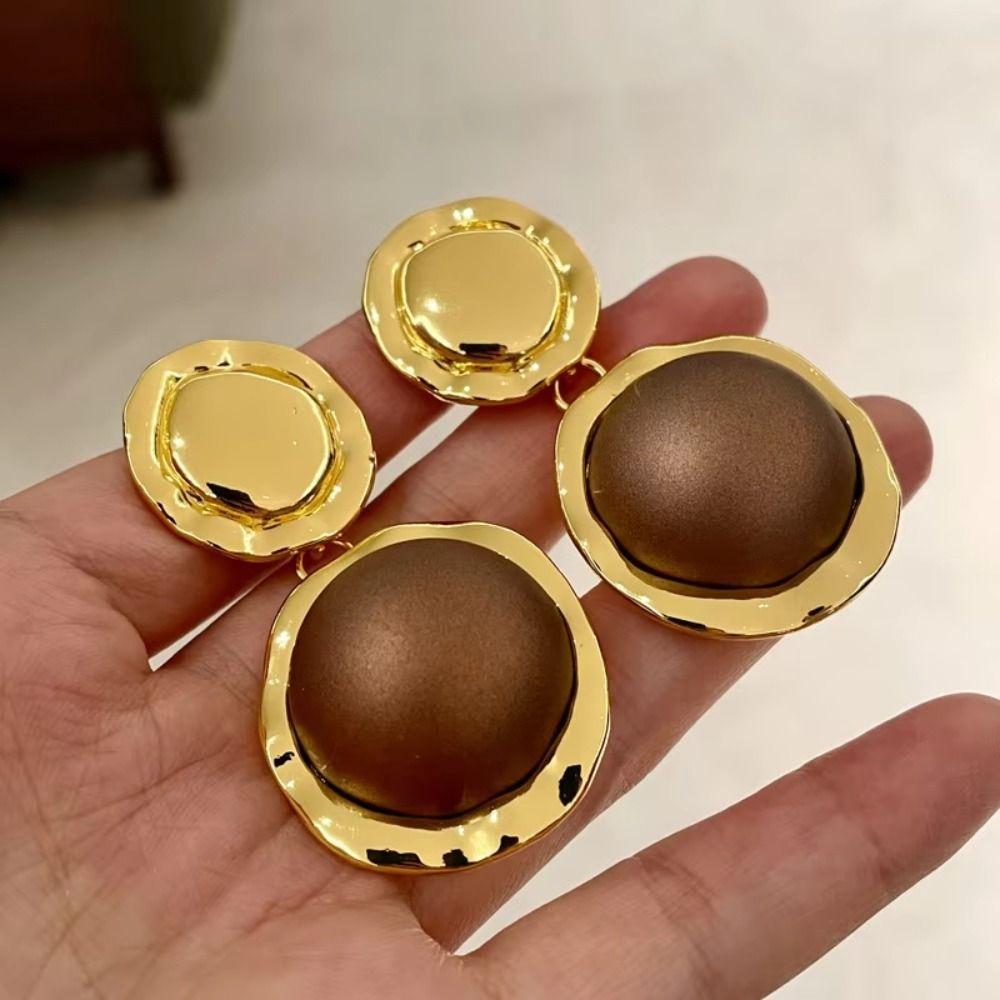 French Style Circular Geometric Earrings Vintage Ladies' Jewelry Silver Needle Earrings  Wedding