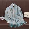 [T788] Winter Warm Thick Ethnic Style Jacquard Scarf Outdoor Women Travel Cashmere Tassel Shawl Neck Wrap Pashmina Retro Floral
