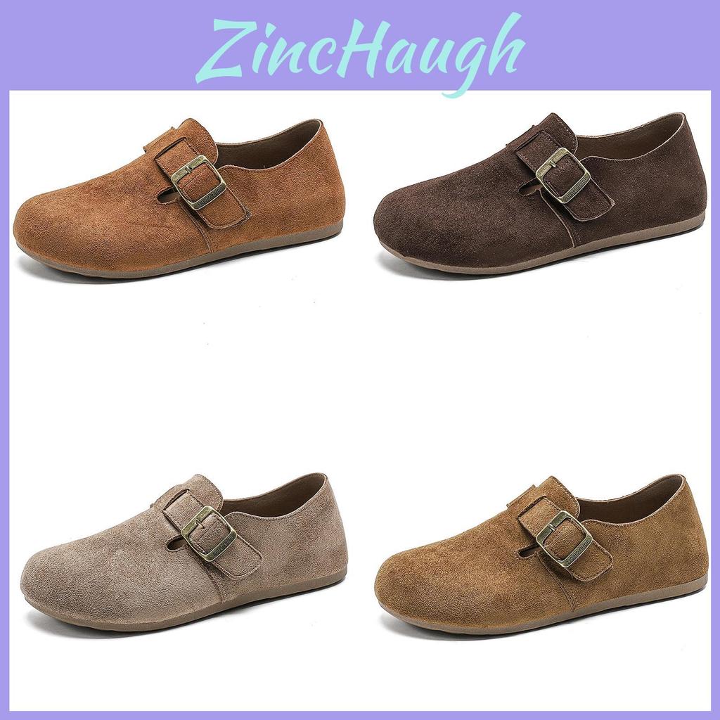 Womens Retro Loafers With Inner Height Increase And Buckle Closure For Casual Daily Wear