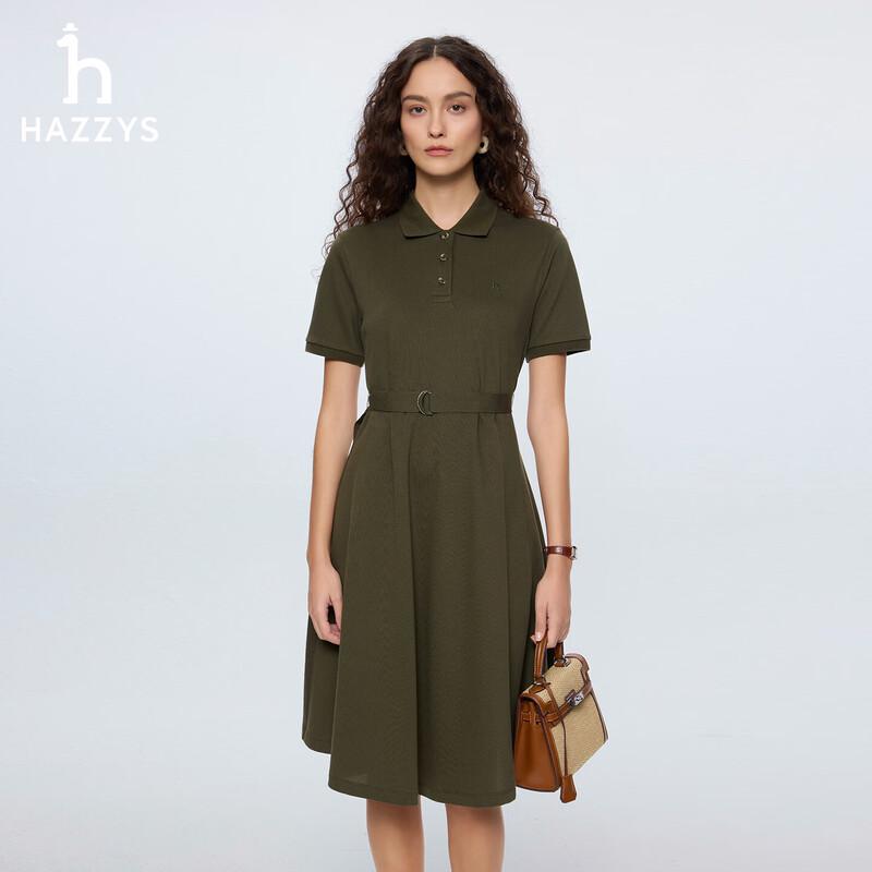 

HAZZYS Women s Solid Tie-Waist Lapel Midi Dress L