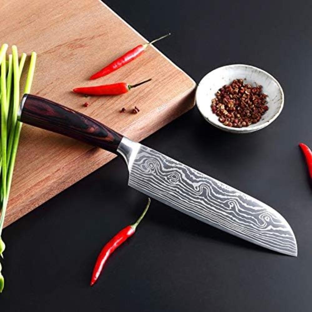 Japanese Multi-purpose Knife, Stainless Steel Paring Knife, Wooden Handle Chef Knife for Cutting Fruits and Vegetables