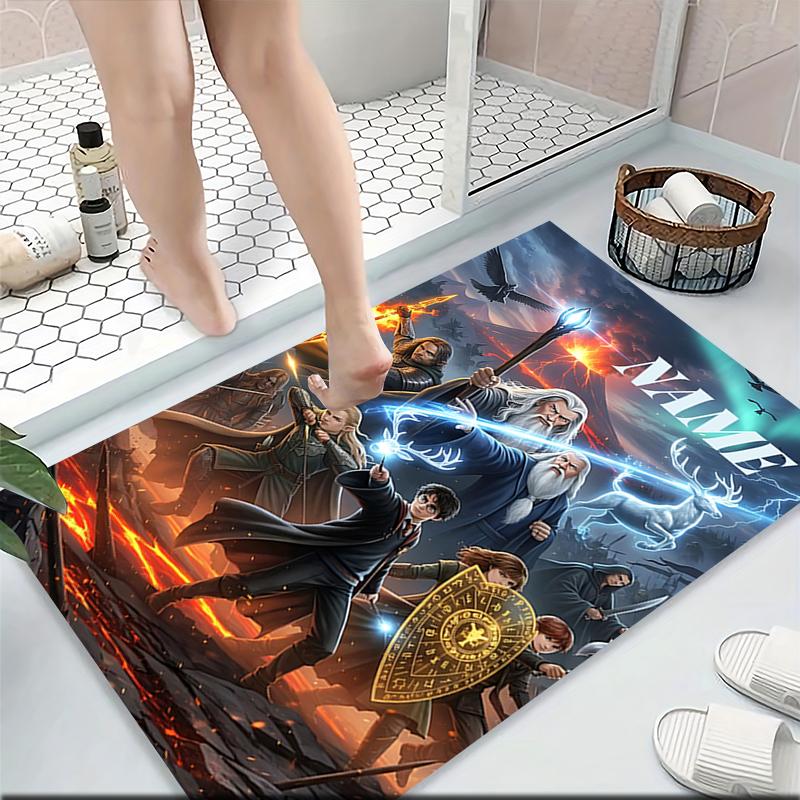 Custom Name Gryffindor Pride Fire Carpet Rug Customizable Soft Washable Anti-Slip Home Living Room Sofa Mats Personalized Rug. 090985