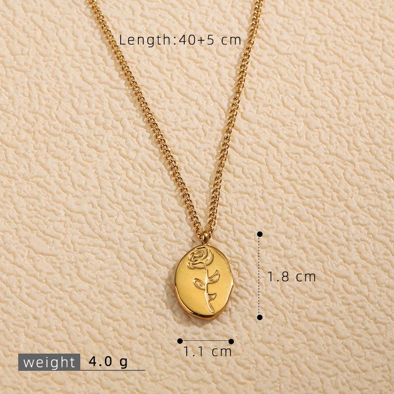 18K Gold Plated Sunflower Rose Necklace – Versatile, Fade-Resistant Stainless Steel Clavicle Chain