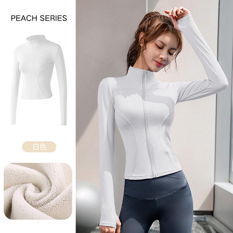 Pilates Yoga Shirt Fleece Jacket Women's Spring Top Skinny Long Sleeve Fitness Quick Dry Jacket Sports Riding