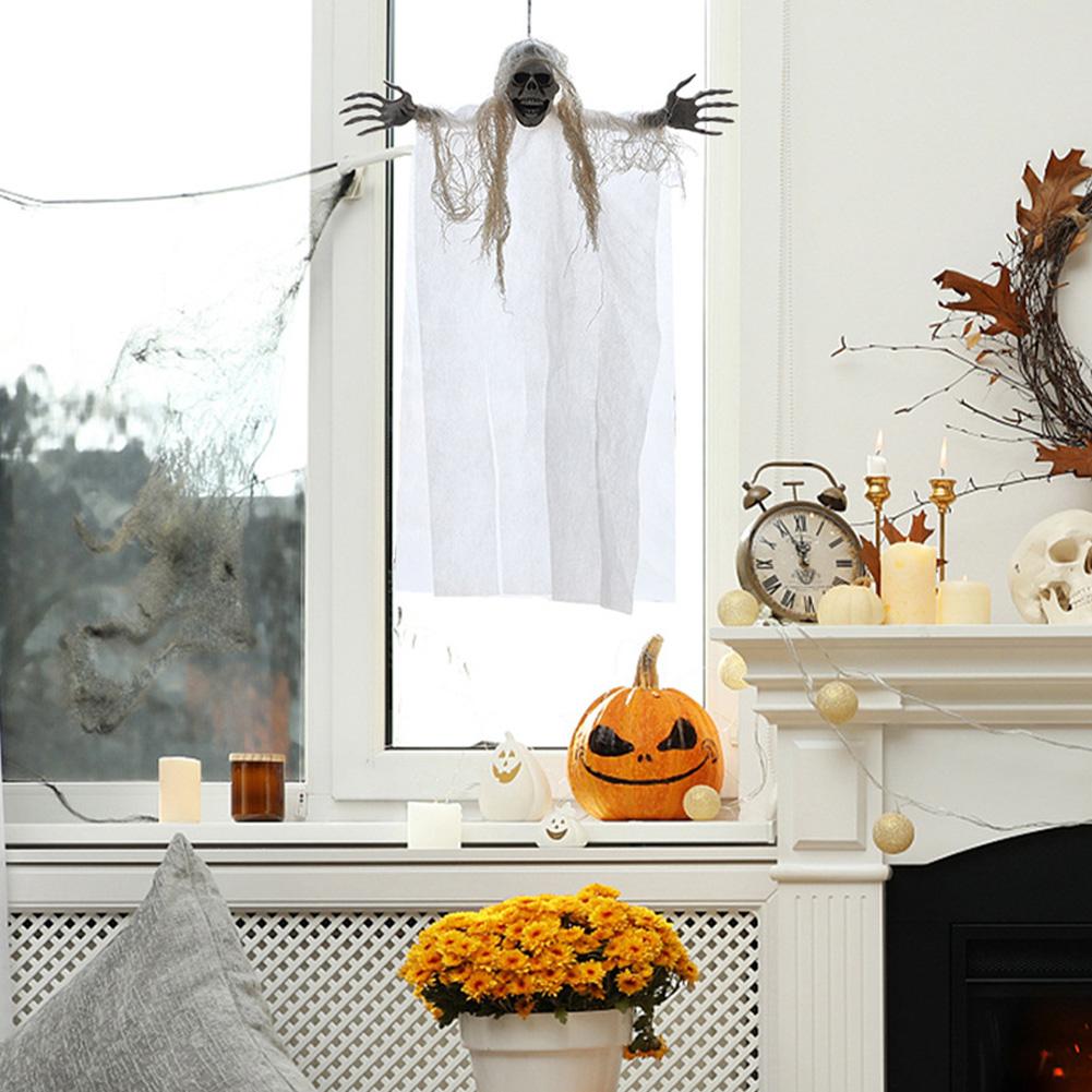 1Pc Creepy Skeleton Face Hanging Ghost Halloween Decoration Horror Haunted House Halloween Props Supplies