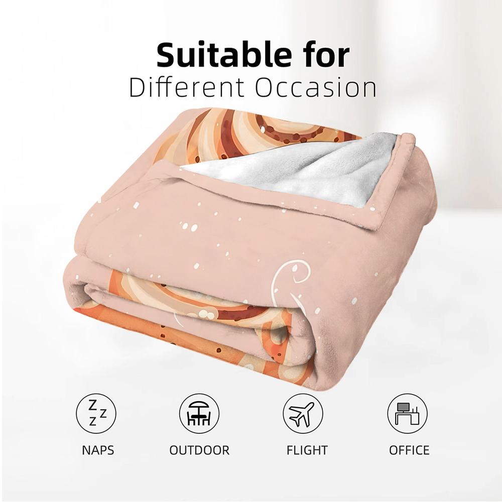 Iced Cinnamon Roll Anime Cartoon Flannel Blanket Soft Warm Throw for Bedroom Sofa Car Kids Holiday Gift