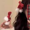 Pompom Bow Hair Clip For Girl Red Sided Clips Latest Year Headwear Christmas Barrettes Women Hair Accessories Sweet Bowknot Hairpin