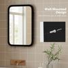Bathroom Wall Cabinet with Tempered Mirror Metal Bathroom Mirror Cabinet with 3 Shelves Black