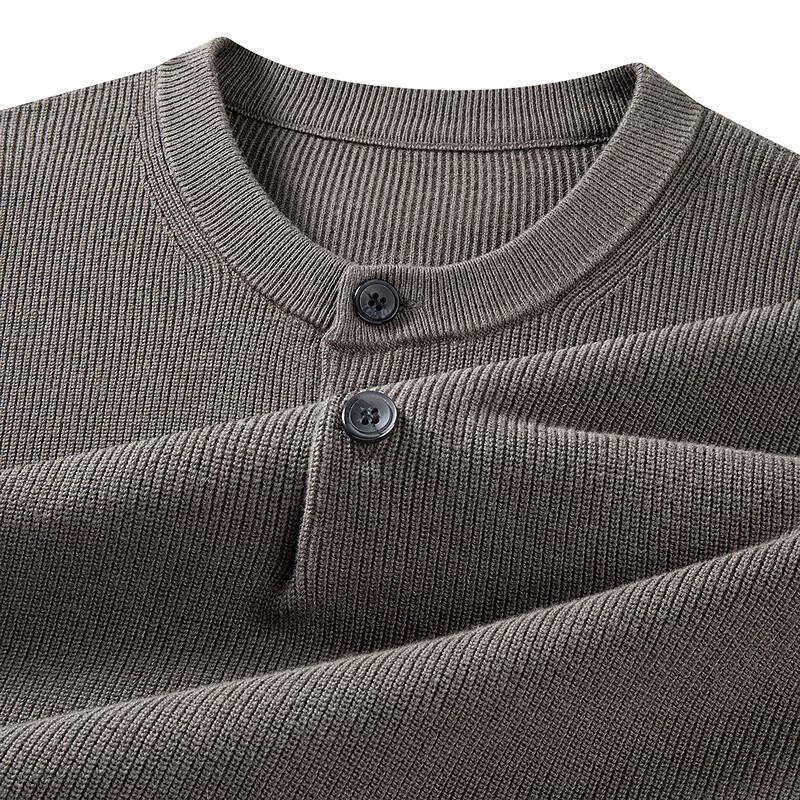 

FAPAI Men s Cotton Cashmere Machine Washable Henley Knit Sweater XL (52)