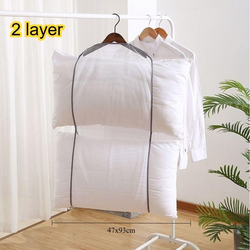 1/2 layer Pillow Drying Net Multifunctional Large Capacity Dryer Bags Organizer Hanging Pillow Drying Rack Outdoor Windproof