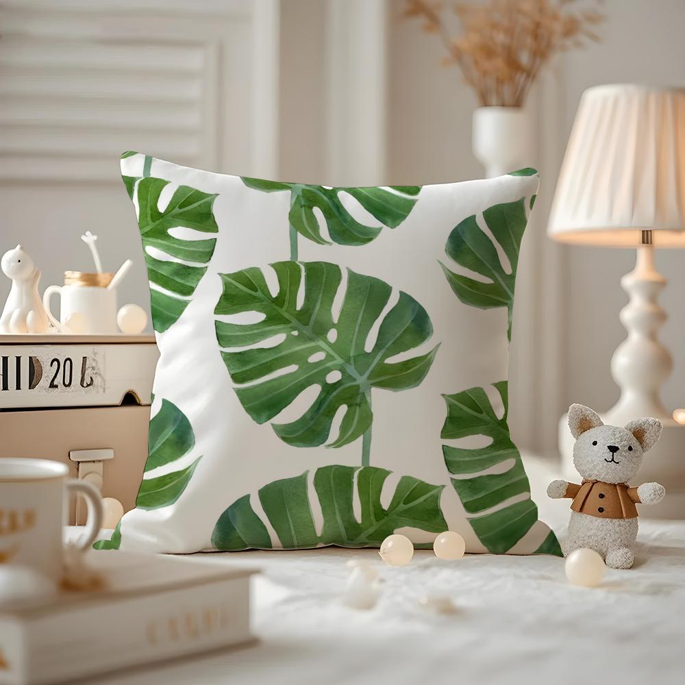 Modern style Leaf Cushion Cover Antidustmite Pillowcase Invisible zipper silky short plush Sofa cushion cover