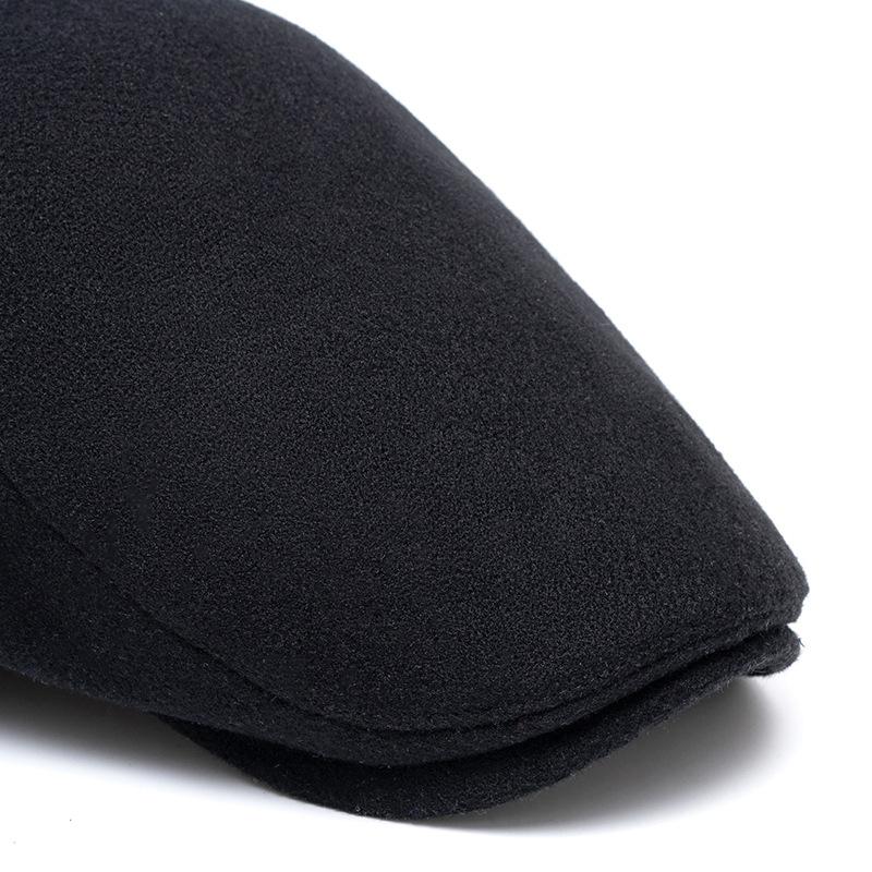 Autumn Winter Solid Color Woolen Cap for Men Women Forward Cap Warm Beret British Newsboy Cap