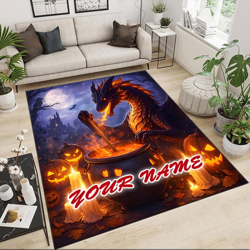 1PC Custom Name Dragon's Cauldron Magic Theme Floor Mat Ideal for Living Room, Game Rooms, Office, Bedroom,Floor Mat Playful Design