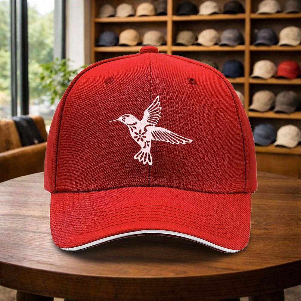Hummingbird Floral Print Baseball Cap Unisex Adjustable Curved Brim Outdoor Casual Cap One Size