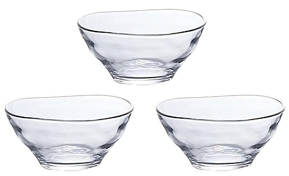 

ADERIA Yurara Small Bowls, Set of 3, Made in Japan. Suitable for natto (fermented soybeans), Japanese tableware, glass, salad bowls, small plates, med