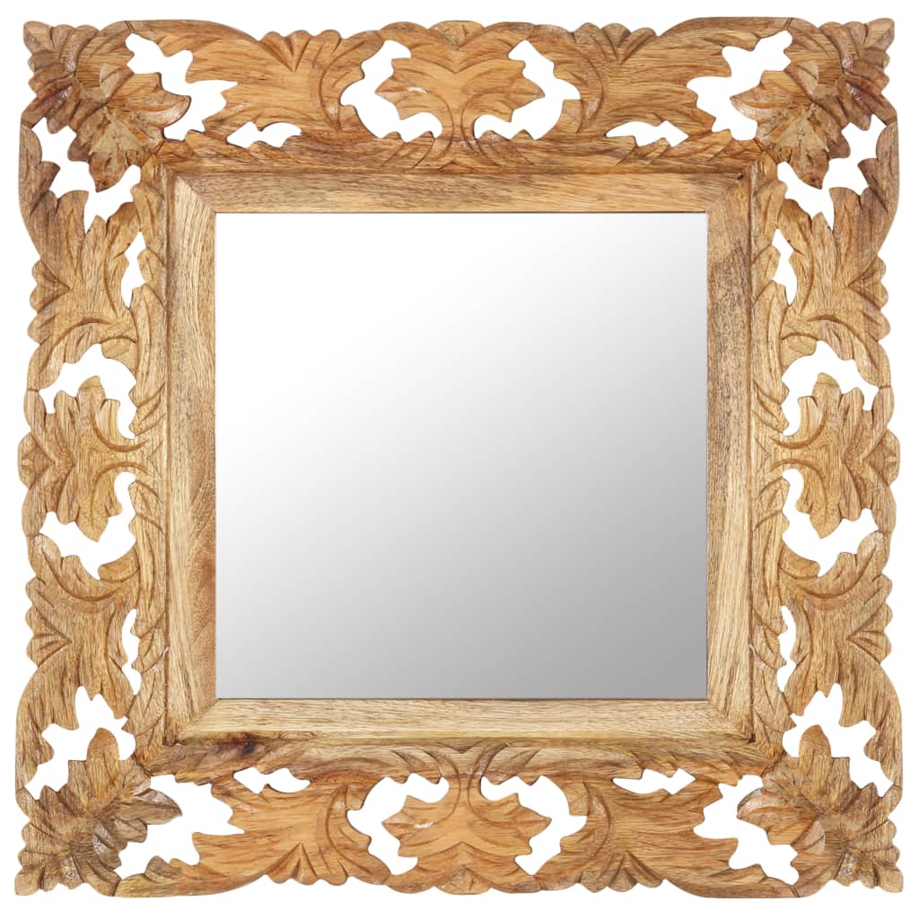 Mirror Hand Carved Brown 50x50 cm Solid Mango Wood