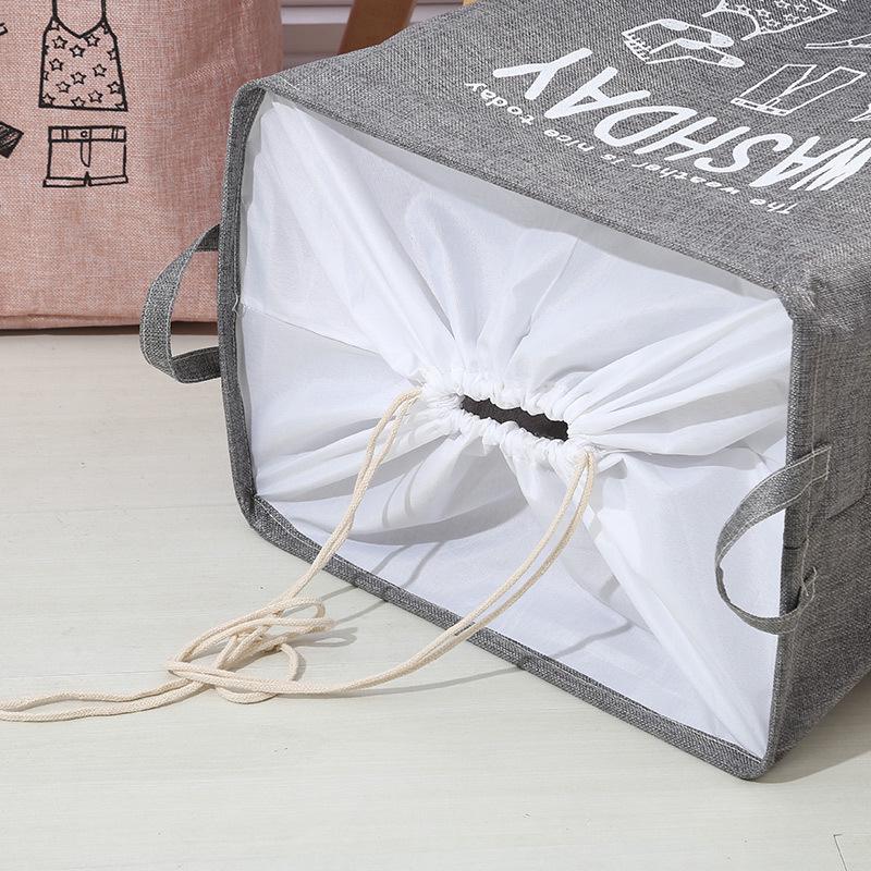 Foldable Jumbo Laundry Bag & Storage Basket with Drawstring for Clothes and Quilts