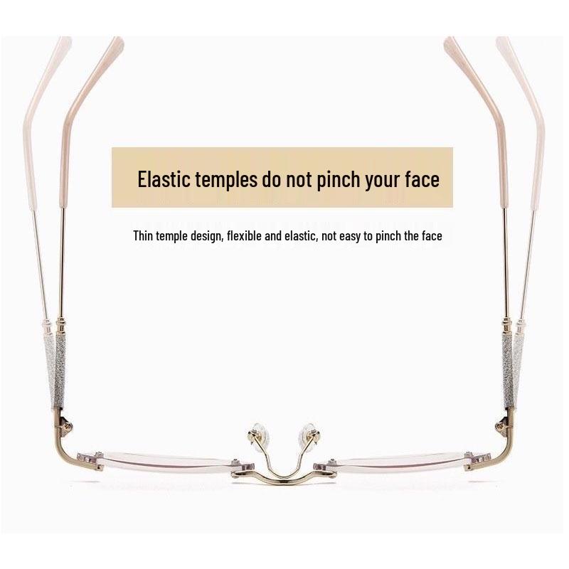 Luxury Frameless Diamond-Cut Anti-Blue Light Large Lens Reading Glasses for Seniors - Elegant Style