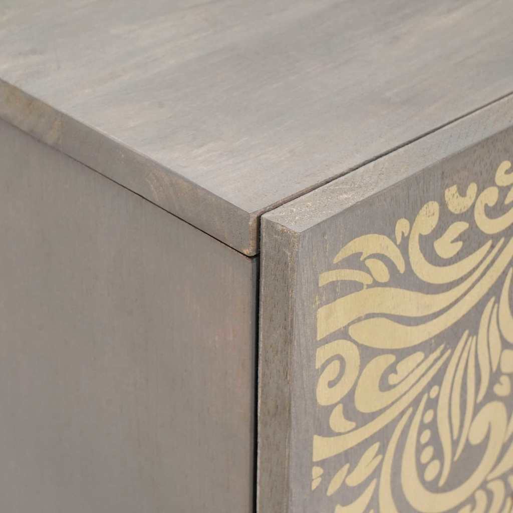 Sideboard Gray and Gold 60 x 33 x 75 cm Solid Mango Wood