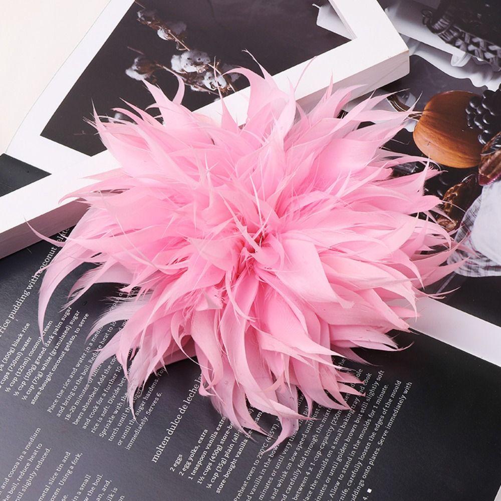 Elegante Flor de Plumas Grande de 18-20 cm Broche de Plumas Hecho a Mano Accesorios Flor DIY Pines de Solapa Boda