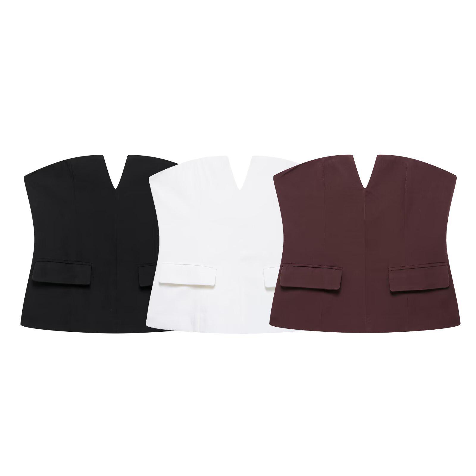 

2025 Spring Women s Slim Strapless Bandeau Top M