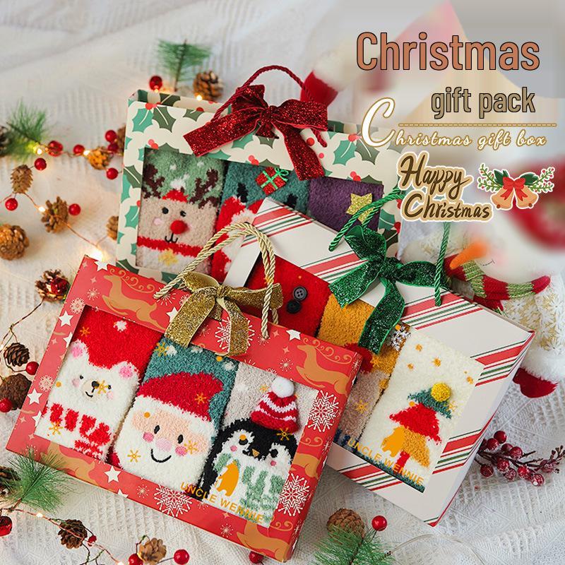 Gift Boxed Women's Festive Coral Fleece Socks - Christmas & Halloween Winter Sleep Socks