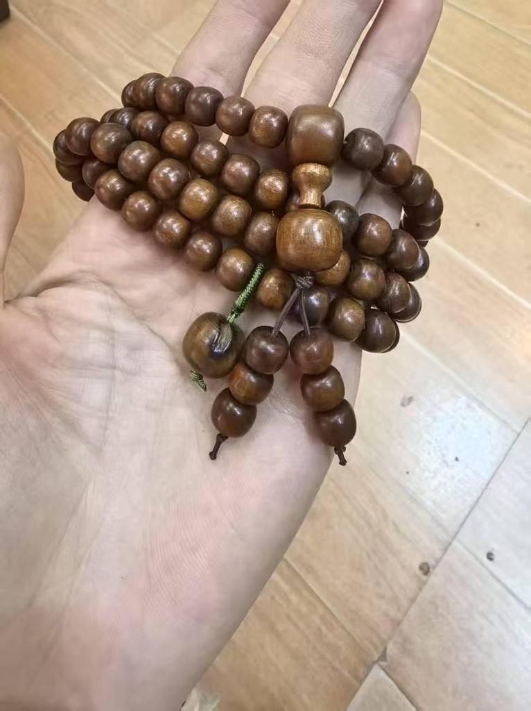 Natural Lightning-Struck Wood Buddha Bracelet, 108 Round Beads, 6-12mm Unisex Multi-Strand or Single-Strand