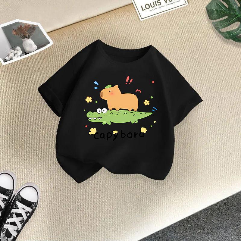 Children's Casual Short-sleeved T-shirt, Summer Boys' And Girls' Cute Capri Blouse