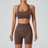 Yoga Outfit Women Seamless High Elastic Shorts Sports Bra Set With Moisture Wicking For Fitness And Running