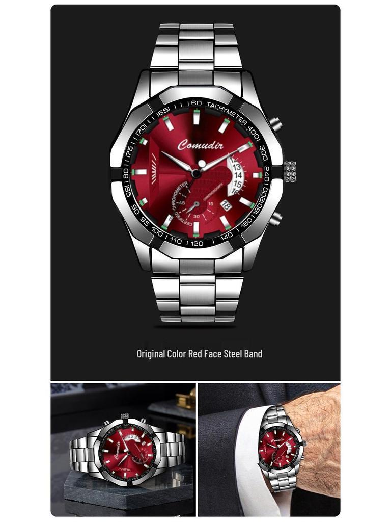 Men's Luminous Waterproof Automatic Calendar Watch with Large Dial