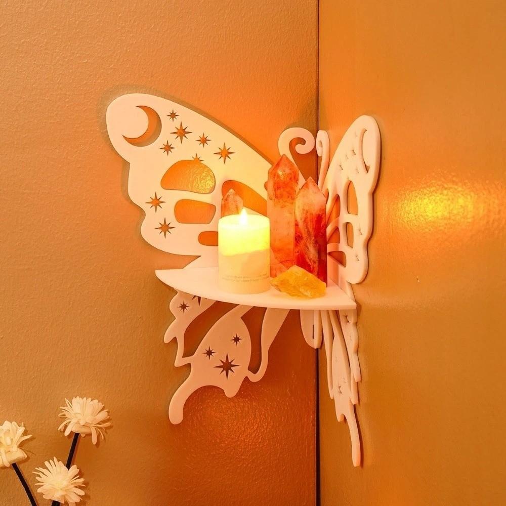 Floating Wall Mounted Shelf Hollow Out Wall Hanging Decor Butterfly Wall Corner Shelf Wall Corner