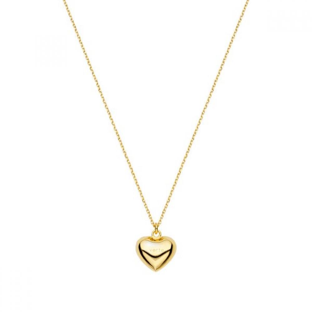 Verte Full Heart Necklace  12mm  Gold    Un.silver.165