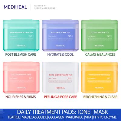 Daily Treatment Toner Pads [ Teatree | Madecassoside | Collagen | Watermide | Phyto-enzyme | Vitamide ]