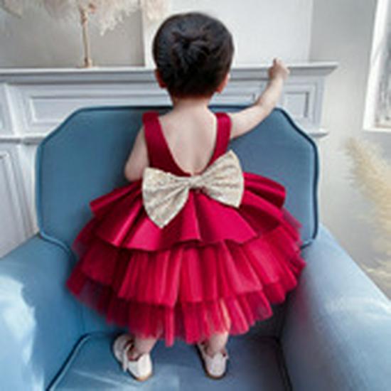 Children's Lace Long Sleeve Puff Dress - Baby's 1st Birthday/Baptism Gift for Girls 2025