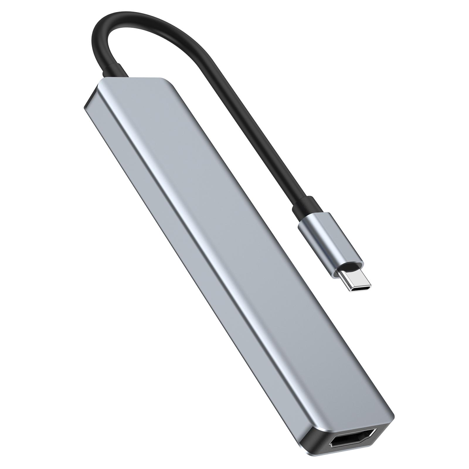 

2121 7-in-1 USB-C Docking Station Lightweight Portable USB Hub Adapter Multi-Port Type-C Converter Support HD 4K 30Hz,PD 87W,5.0Gbps Data Transmission As Shown A