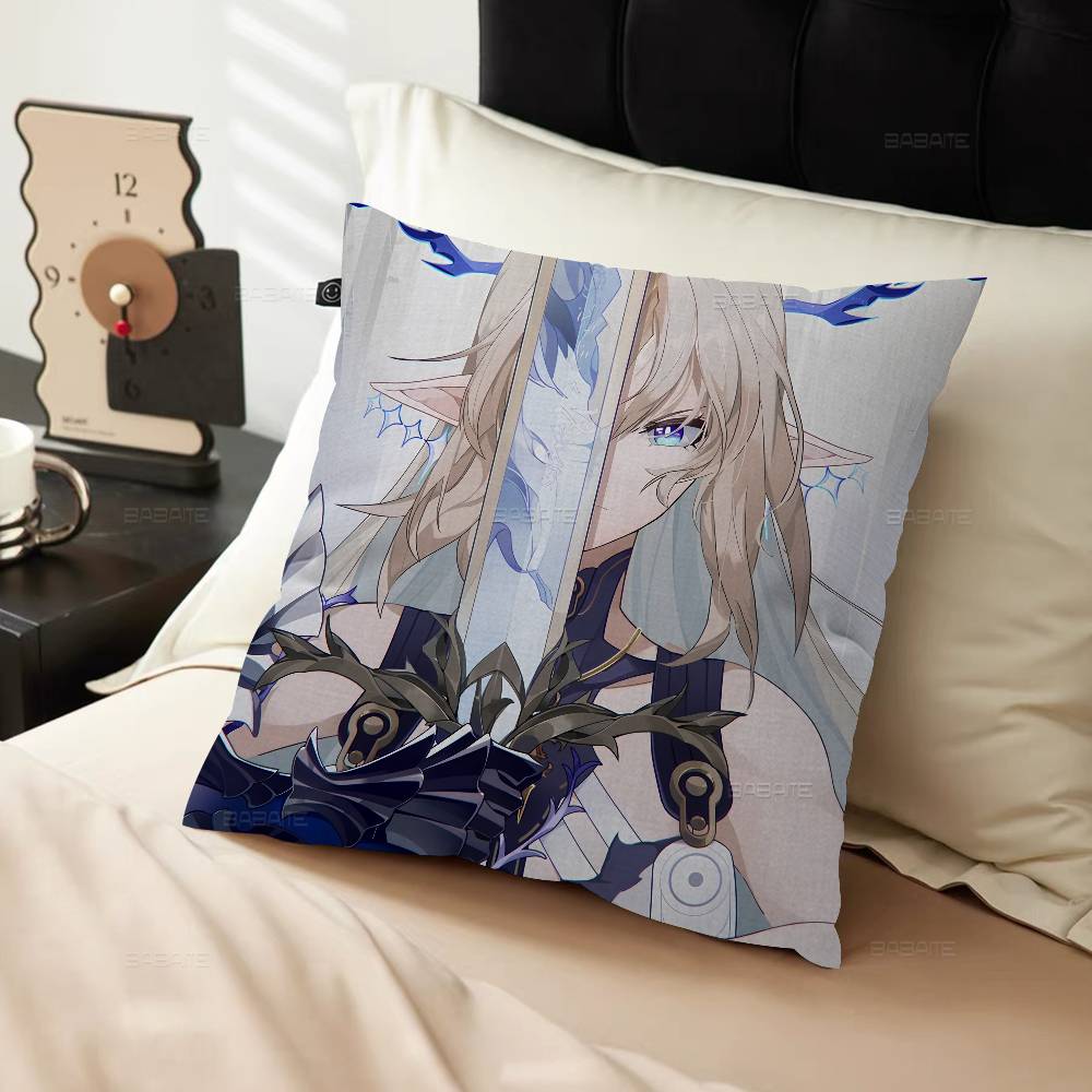 Wuthering Waves Cartethyia Pillow Covers Cartoon Sofa Decorative Home Double-sided Printing Short Plush Cute Cushion Cover
