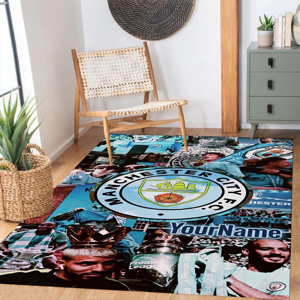 Manchester City Personalized Text Floor Rug Office Rug Design for Decorate room Living Rooms Kitchen Playrooms Anti-slip Rug Anime Office Decor