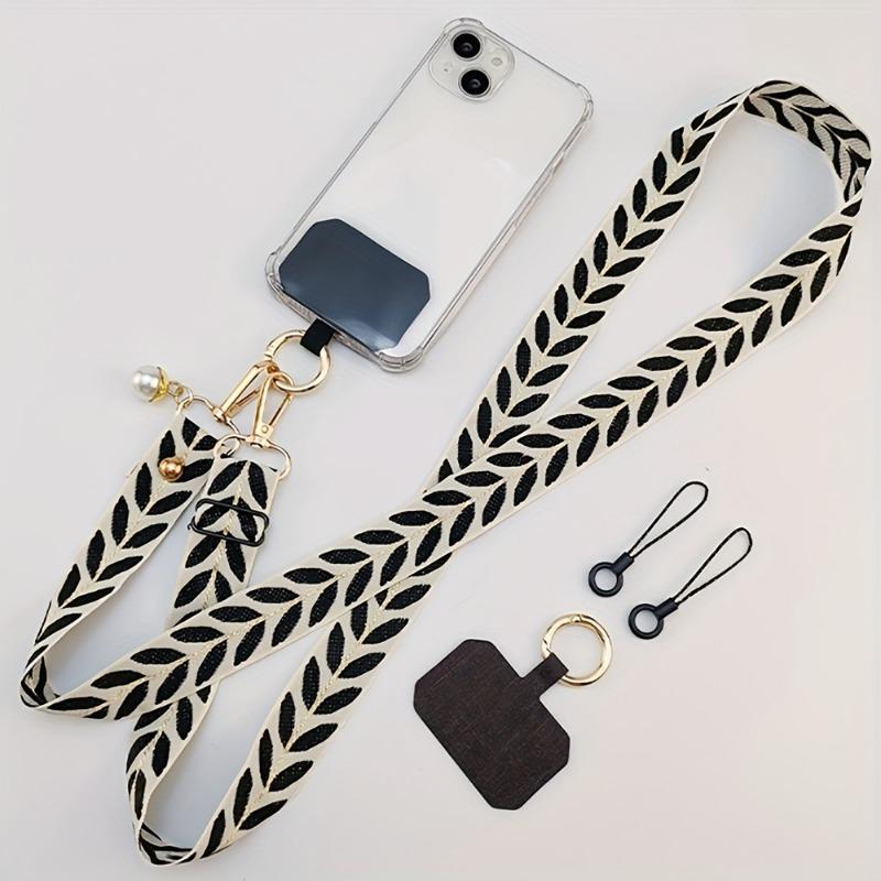 Mobile Phone Strap Lanyard Long Crossbody Shoulder Chain Pearl Pendant Hanging Adjustable Halter Neck Wide Cloth