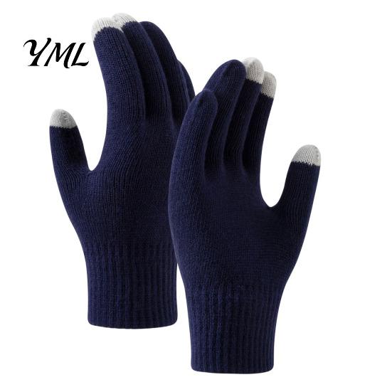 Elastic Ribbed Cuff Hand Warmers Knitted Touchscreen Gloves for Women Men, Winter Warm Five Finger Gloves, Skiing Snowboard Gear Thermal Cold Weather