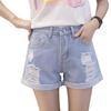 High-waisted Ribbed Denim Shorts Women's Summer Fur Baggy All-match Student Wide Leg Hot Pants