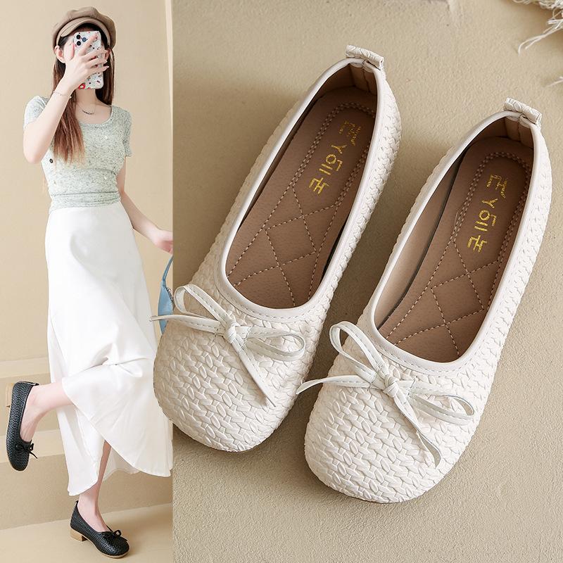 Autumn Bow Shallow Lazy Shoes Women's Flat-soled Women's Shoes Small Fragrant Single Shoes Women's Doudou Shoes
