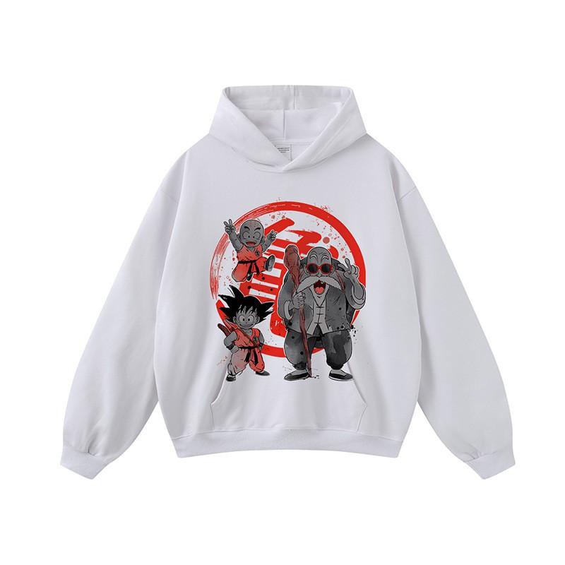Heavyweight 420g Cotton Hoodie With Anime Print Unisex Oversized Streetwear Long Sleeve Sweatshirt