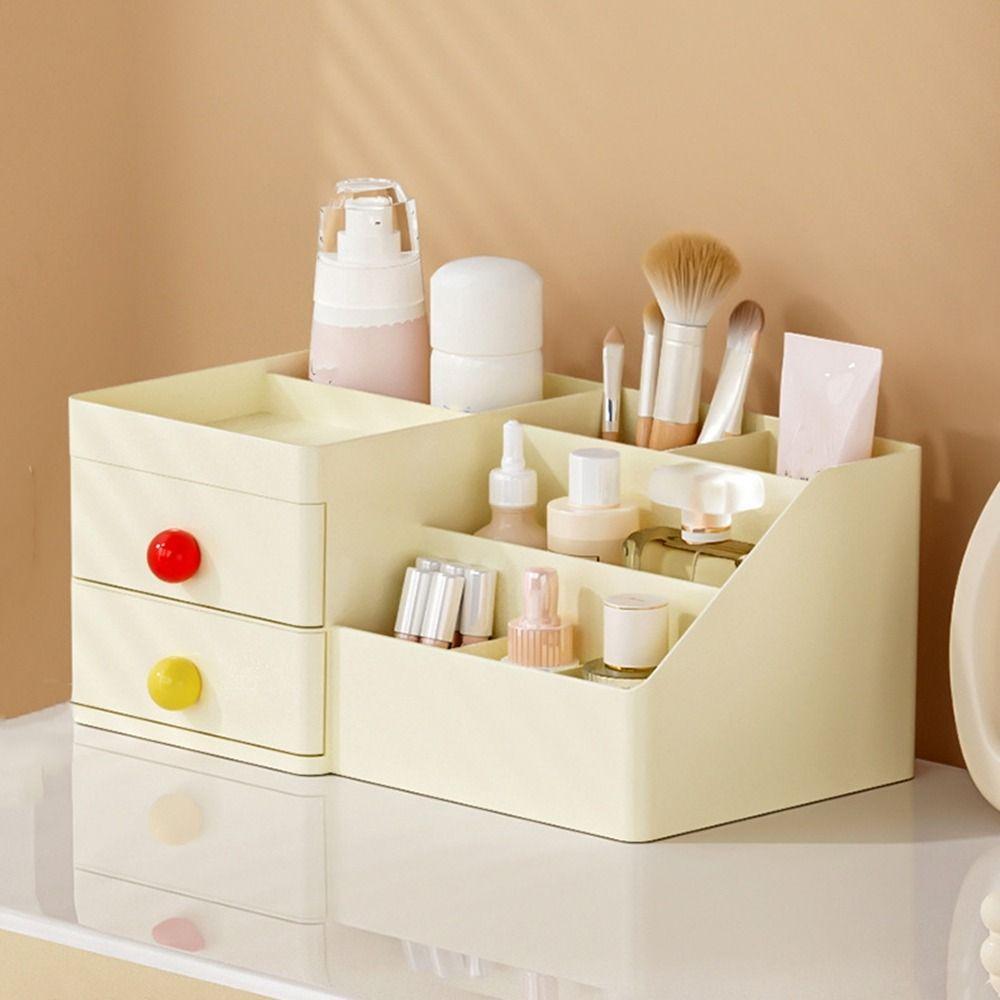 

Dustproof Stationery Storage Box Multi-compartment Drawer Organizer Cosmetic Storage Box Lipstick бежевый