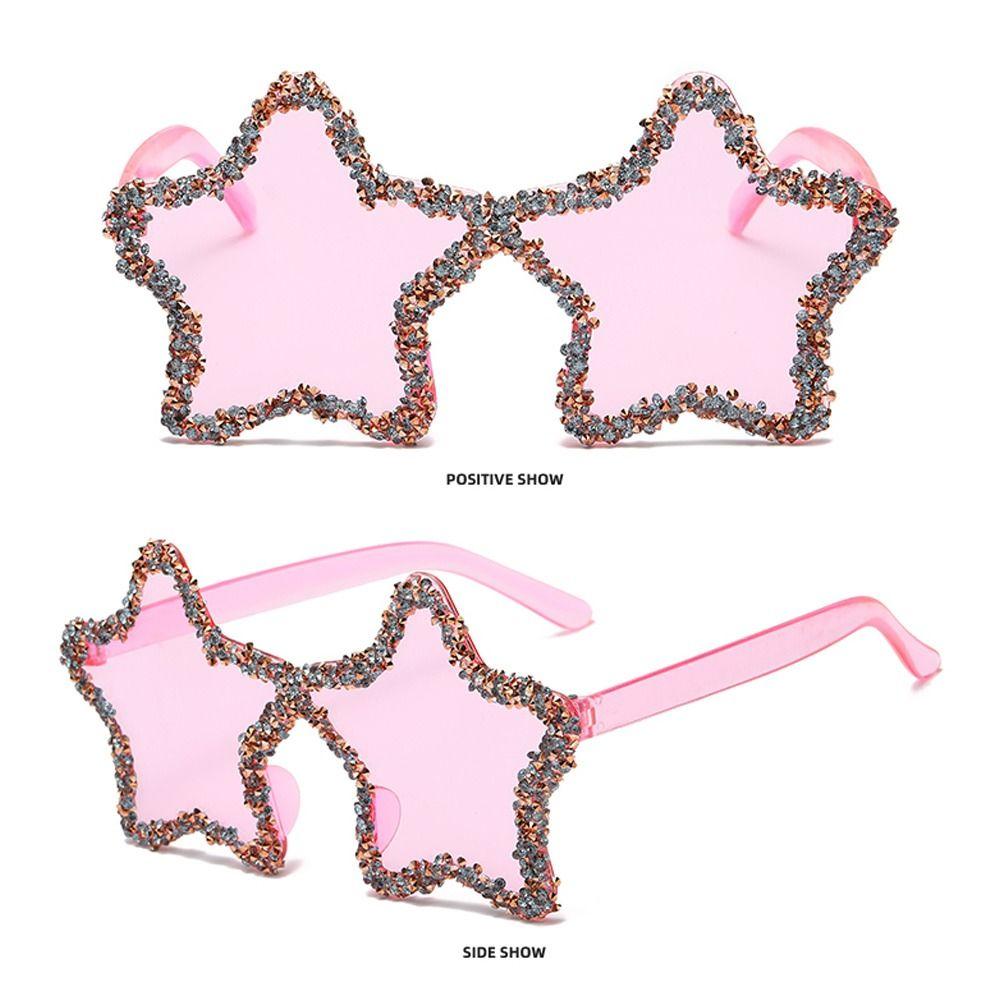Star Shaped Sunglasses for Women, Vintage Bling Rhinestone Pentagon Sun Glasses Retro Shades Glasses for Dance/Party/Halloween