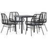 VidaXL Garden Dining Set and Cushions 5 Pcs Black Rattan Glass, Outdoor Dining Set, Dining Furniture of 3334549